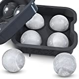 Housewares Solutions Froz Ice Ball Maker  Novelty Food-Grade Silicone Ice Mold Tray With 4 X 4.5cm Ball Capacity