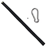 Huouo 5 FT Black Mourning Ribbon Streamer for 3x5' Flag + 1 PCS Spring Snap Hooks to Attach to Flags or Pole