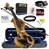Electric Violin Bunnel Edge Outfit 4/4 Full Size Clearance (Light Zebrano)  High Quality with Carrying Case and Accessories - Headphone Jack - Piezo Ceramic Pick-up - from Kennedy Viol