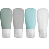 Silicone Travel Bottles, Vonpri Leak Proof Squeezable Refillable Travel Accessories Toiletries Containers Travel Size Cosmetic Tube for Shampoo Lotion Soap Liquids (2oz 4pack)