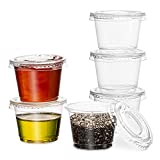 PlastiMade Clear Disposable Plastic Portion Cups With Lids (100 Sets - 1 Oz) - Disposable Condiment Cups, Sauce/Dip/Dressing Cups, Souffle Cups & Jello Shot Cups With Lids | Great Sampling Container