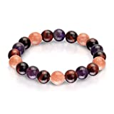 Triple Stone Ultimate Weight Loss Bracelet  Boost Metabolism Reduce Bloating  Slimming Bracelet  Red Tiger Eye  Amethyst  Sunstone  Stone Bead Bracelet (10mm)