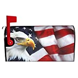 Patriotic Independence Day Memorial Day 4th of July eagle Mailbox Cover Magnetic Mailbox Covers Wrap Post Letter Box Cover Home Decorative Home Yard Garden Decor Standard Mailbox Cover 21" Lx 18" W