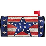 Granbey Vintage Patriotic Star America Flag Mailbox Cover Magnetic Custom Decor Colorful Painting Wraps Post Letter Box for Outside Garden Yard Home Standard Mailbox 18x21 in