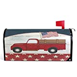 Wamika American Flag Red Truck Eagle Mailbox Covers Standard Size Memorial Independence Day 4th of July Patriotic Magnetic Mail Wraps Cover Post Box 21 X 18 for Garden Yard Decor