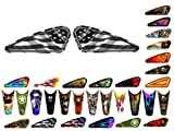 Motorcycle Gas Tank Decals/Sets - for Harley Davidson Sportster Honda Shadow Suzuki Kawasaki Indian Yamaha (American Flag - Black & White - 2pc Side Tank Decals)