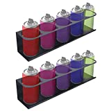 Steel Wall Mounted Aerosol Spray Can Holder Rack Organizer for Garage and Workspace,Five cans, 16.5" Width x 4" Height x 3.5" Depth, Pack of 2
