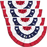 4 Pieces USA Pleated Fan Flag American US Bunting Flag Patriotic Half Fan Banner Flag with Canvas Header and Brass Grommets for 4th of July Memorial Day Indoor Outdoor Decoration(4, 2x4 Feet)