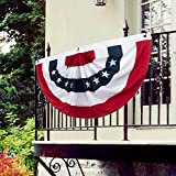 LEVKIDS American Flag Bunting, 3x6 Feet USA Pleated Half Fan Flag, United States Patriotic Banner with Embroidered Stars Sewn Stripes for The 4th of July, Memorial Day, and Labor Day