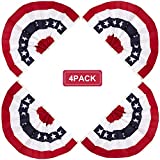 BAEONY American Pleated Fan Flag, 1.5x3 Feet Patriotic Flag United States Half Fan Banner with Brass Grommets for 4th of July Decorations 4 Pack