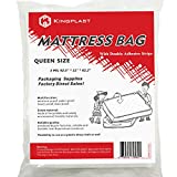 Self Adhesive Queen Mattress Bag for Moving and Storage, 3 Mil Sealable Queen Mattress Cover with Double Adhesive Strips