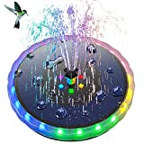 SZMP Solar Fountain, 4W Solar Powered Bird Bath Fountains with 4000 Battery, Color LED Lights, Outdoor Water Feature Solar Fountain Pump with 7 Nozzle and 4 Fixers for Garden, Patio, Pond, and Pool