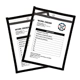 (30 Pack) Job Ticket Holders 9x12 Dry Erase Pockets Shop Holder Order Clear Black Sleeves Tickets Folders Jackets Repair C Line Plastic Heavy Duty Work Pocket Hanging Sheet Protectors Cline Paper Plan