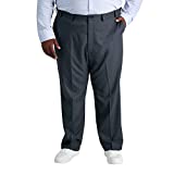 Haggar Men's Cool 18 Pro Classic Fit Flat Front Pant - Regular and Big & Tall Sizes, Charcoal Heather, 44W x 32L