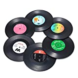 Record Coasters for Drinks, Funny, Absorbent, Novelty 6 Pieces Vinyl Disk Coasters, Effective Protection of The Desktop to Prevent Damage- 4.1 Inch Size by ZAYAD