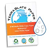 TerraSlate Copy Paper Waterproof Laser Printer, Rain Weatherproof, 8 Mil, 8.5x11-inch, 25 Sheets