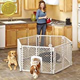 North States MyPet 18.5 Sq. Ft. Petyard Passage: Made in USA, 6-panel pet enclosure with lockable pet door. Freestanding. (26" Tall, Light Gray)