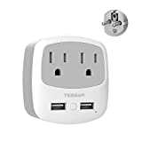 TESSAN Germany France Travel Power Adapter, Schuko Plug Converter with 2 USB Ports 2 AC Outlets, US to European Europe German French Spain Iceland Norway Russia Korea Adaptor(Type E/F)