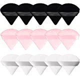 15 Pcs Triangle Powder Puff Pure Cotton Powder for Face & Body Powder Makeup,Soft Triangle Velour Puffs for Foundation Cosmetic Contouring Sponge Makeup Tool (Black, White, Pink)