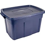 Rubbermaid Roughneck Storage Totes 25 Gal, Large Durable Stackable Storage Containers, Great for Garage Organization, Clothing Storage and More, 4-Pack