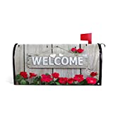 Hapuxt Welcome Mailbox Covers Magnet 18x21 Inch PVC Mailboxes Wraps Post Letter Box Cover Welcome Sign Hearts Hanging Rustic Wood Durable Waterproof Garden Outdoor Home Decoration