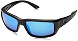 Costa Del Mar Men's Fantail Polarized Rectangular Sunglasses, Blackout/Grey Blue Mirrored Polarized-580G, 59 mm