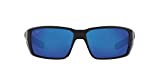 Costa Del Mar Men's Fantail Pro Polarized Rectangular Sunglasses, Matte Black/Blue Mirrored Polarized-580G, 60 mm