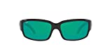 Costa Del Mar Men's Caballito Polarized Rectangular Sunglasses, Shiny Black/Copper Green Mirrored Polarized-580P, 59 mm