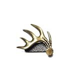 Fisken Hat Brim Clip, Shed Antler, Brass. Gift for Bowhunter. Good Luck Charm, Deer Hunting Hat. 10 Point Big Buck, Designed in USA. Whitetail Hunting Gear Accessory, Bronze, One Size