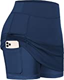 BLEVONH Womens Golf Skirt,Ladies Plus Sized Spandex Skirts Women Stretchy Waist Light Weight Comfortable Active Running Skorts Juniors Comfy Performance Tennis Skort with Pocket Navy Blue XL