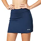 BALEAF Women's Tennis Skirts Golf Skorts Lightweight Athletic Skirts with Shorts Pockets Running Workout Sports Navy Size M