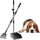 SUNLAX Pet Pooper Scooper, Height Adjustable Poop Scoop Removal Picker with Long Handle Medium Waterproof Tray - Easy to Wash