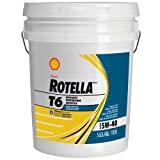 Shell Rotella T6 Full Synthetic Heavy Duty Engine Oil 5W-40, 5 Gallon Pail