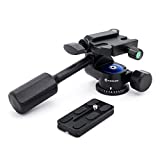 Moman Tripod Fluid Drag Pan Head with Handle and 1/4 Quick Release, Lightweight 3-Ways Panning Ball Head with 22 lb Payload for Tripod Monopod, Slider, DSLR Cameras and Light Stands