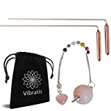 Dowsing Rods with Copper Handles Premium Quality Divining Rods - Dowsing Rose Cristal Quartz Pendulum Included - Varillas de Radiestesia