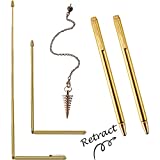 3 Pieces Divining Rods Copper and Dowsing Pendulum Includes 2 Retractable Paranormal Divining Rods with Copper Handle and 1 Pendulum Pendant for Ghost Hunting, Energy Healing, Divining Water