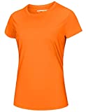 MAGCOMSEN Top Tee Shirts for Women Short Sleeve T-Shirt Crew Neck Hiking Shirt Quick Dry Rash Guards Outdoor Shirts Fishing Shirts Orange