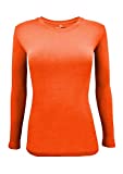 Natural Uniforms Women's Under Scrub Tee Crew Neck Long Sleeve T-Shirt (Orange, Medium)