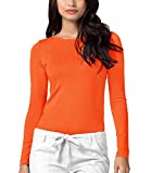 Adar Underscrubs for Women - Long Sleeve Underscrub Comfort Tee - 2900 - Neon Orange - S