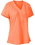 JINSHI Running Shirts Women Dri Fit Short Sleeve V Neck Athletic Shirts & Tees Orange L
