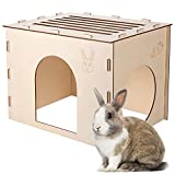 Woiworco Wooden Rabbit Hideout, Rabbit Houses and Hideouts, Wood Castle, Rabbit Hideouts for Indoor Bunnies Chinchilla, Hamsters and Guinea Pigs Hut to Hide