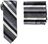 Stacy Adams Men's Microfiber Stripped Tie Set, Black/White, One Size