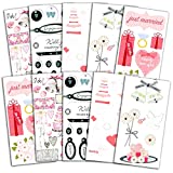 Wedding Stickers Scrapbook Album Pack - Bridal Sticker Bundle with 10 Sheets of Just Married Stickers for Brides, Grooms, Guests (Wedding Party Favors and Decorations)