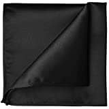 KissTies Solid Black Satin Pocket Square Mens Handkerchief