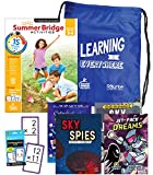 Summer Bridge Activities 3-4 Grade Bundle, Summer Learning 4th Grade Workbook All Subjects, Multiplication Math Flash Cards, Nonfiction and Fiction Children's Books, Drawstring Bag