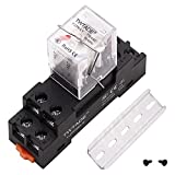 TWTADE/DC 12V Electromagnetic Power Coil Relay 10A 8 Pins 2DPT 2NO 2NC with Indicator Light and Socket Base[Gift DIN Rail] -YJ2N-LY