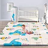 Gimars XL BPA Free 0.6 in Reversible Foldable Baby Play Mat, Waterproof Foam Floor Baby Crawling Mat, Portable Baby Playmat for Infants, Toddler, Kids, Indoor Outdoor Use (79 x71x0.6inch)