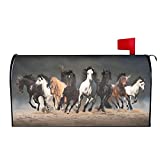 Abucaky Running Horses Mailbox Cover Magnetic Waterproof Mailbox Wraps Post Letter Box Decor 21x18 in