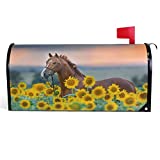 Vdsrup Horse Sunflowers Mailbox Covers Magnetic Animal Flowers Mailbox Cover Spring Summer Autumn Mailbox Wraps Post Letter Box Cover Garden Decorative Standard Size 18" X 21"