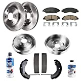 Detroit Axle - Front Disc Rotor + Brake Pad + Rear Drum + Brake Shoes for 2005-2008 Chevy GMC Silverado Sierra 1500 Rear Drum Models Only - 10pc Set
